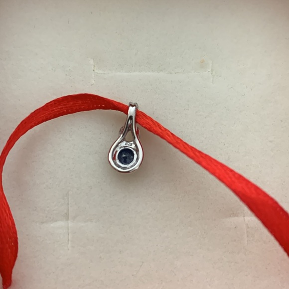 Angara Sterling Silver Sapphire Dainty Pendant - Picture 2 of 5